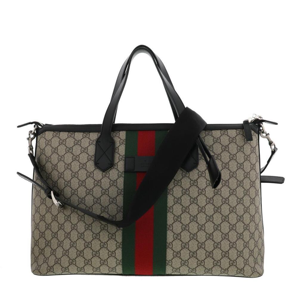 GUCCI Duffle Sherry Handbag GG Supreme Gray